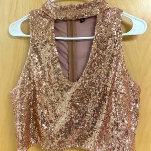 FashionNova Rose Gold Sequins Top